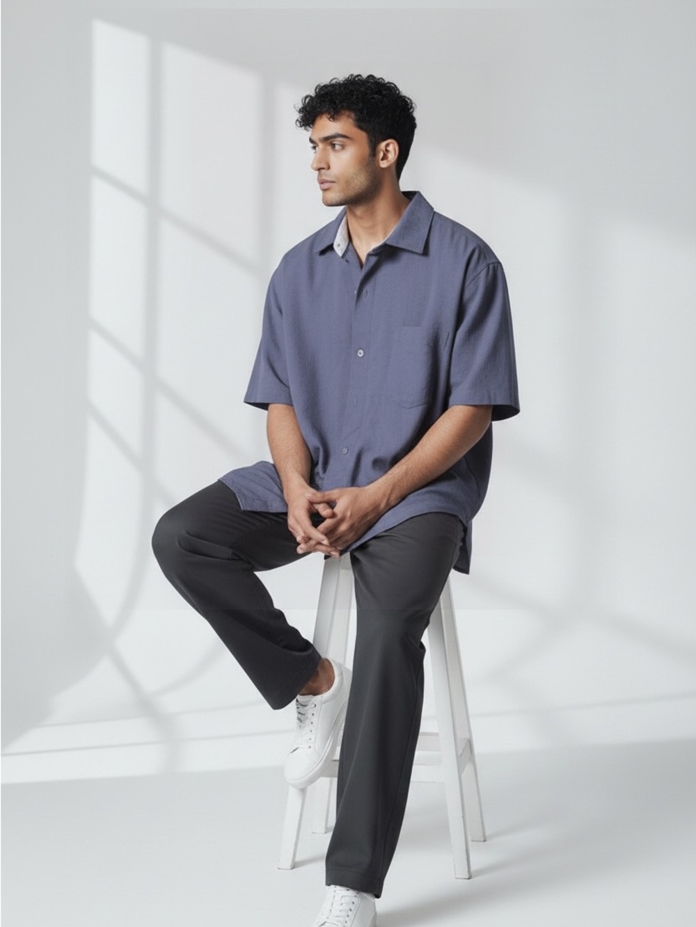 Tommy Bahama Dark Blue Short-Sleeve Button-Down Shirt